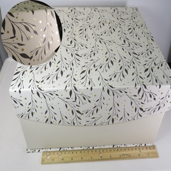 Large Sturdy Gift Box w Gold Foiled Dots, Magnetic Closure 14x11.75" wide 6.5" t - Picture 1 of 16